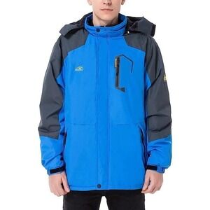 Merence Men's Mountain Ski Jacket Waterproof Windproof Winter Blue Size XL